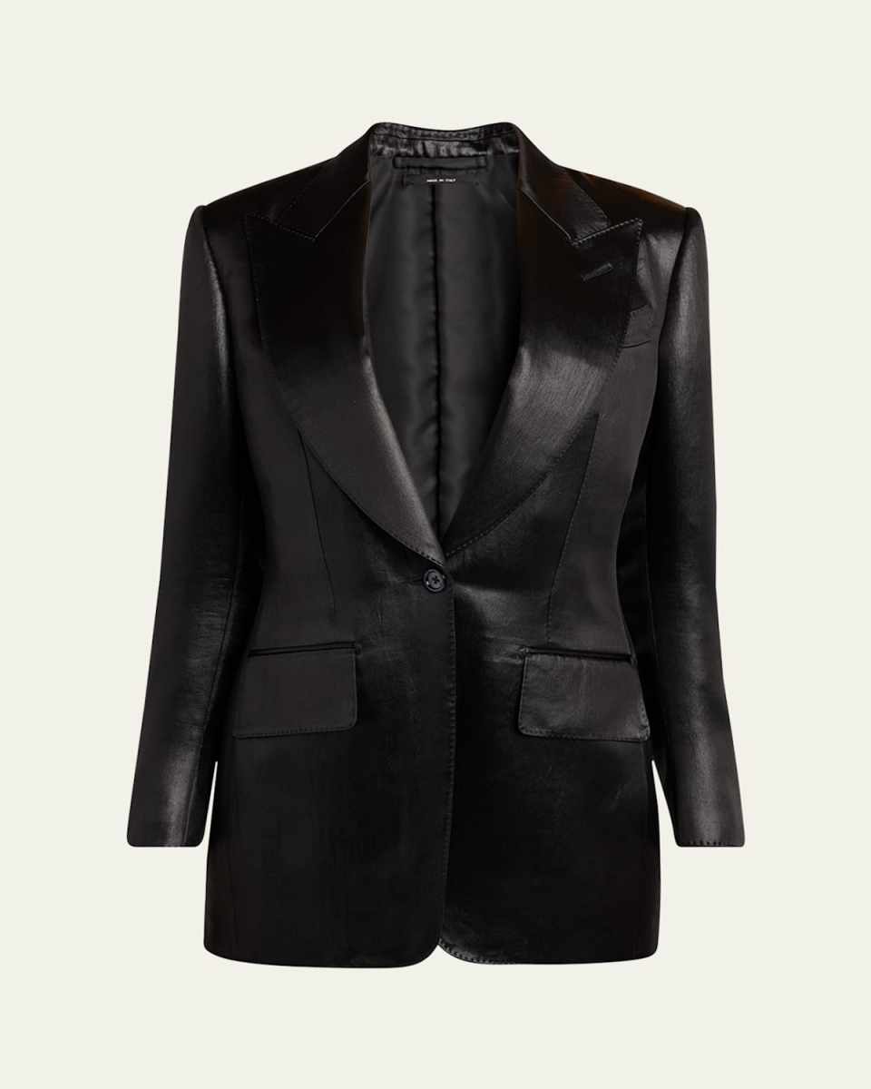 Liquid Satin Single-Breasted Blazer Jacket